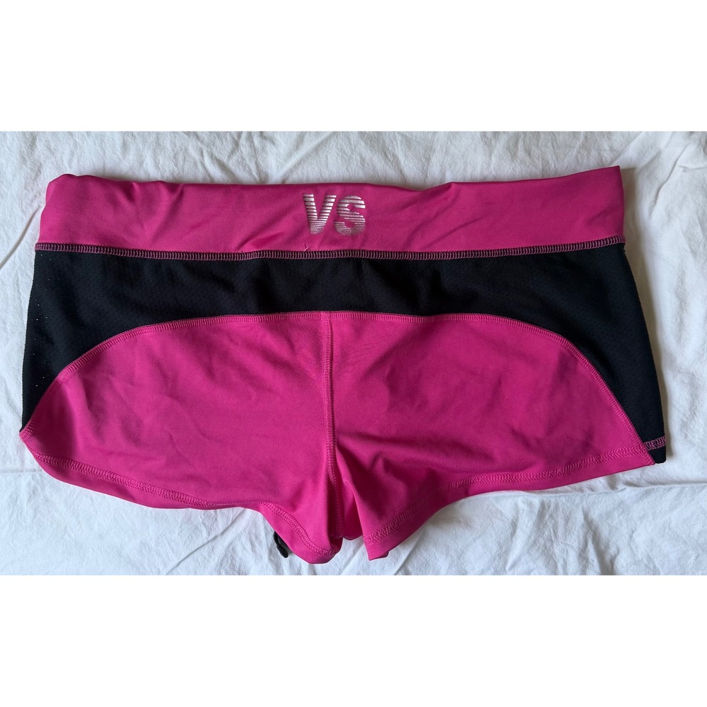 Victoria's Secret Sport Women Pink Black Mesh Workout Hottie Shorts 8521 L NWT - Picture 2 of 5